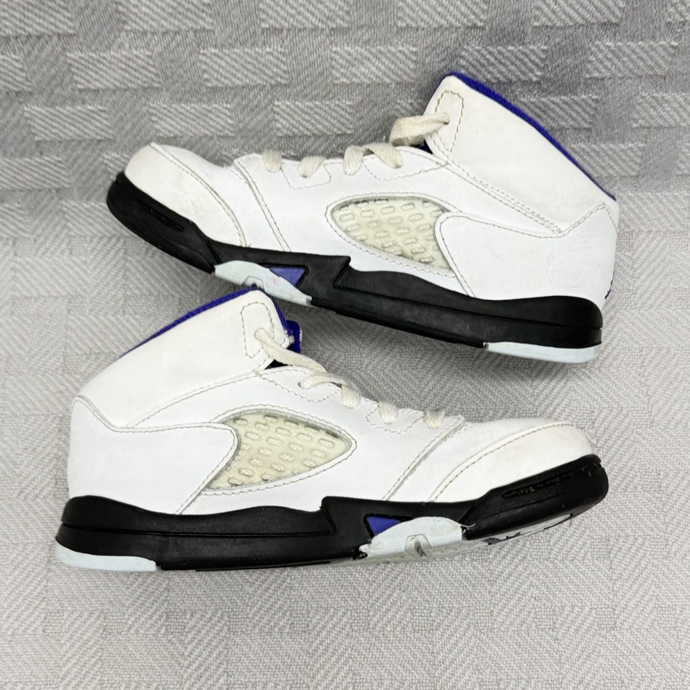 Air Jordan 5 Retro TD Dark Concord Shoes Kids Size 10 White Leather 40890-141 - Picture 8 of 9